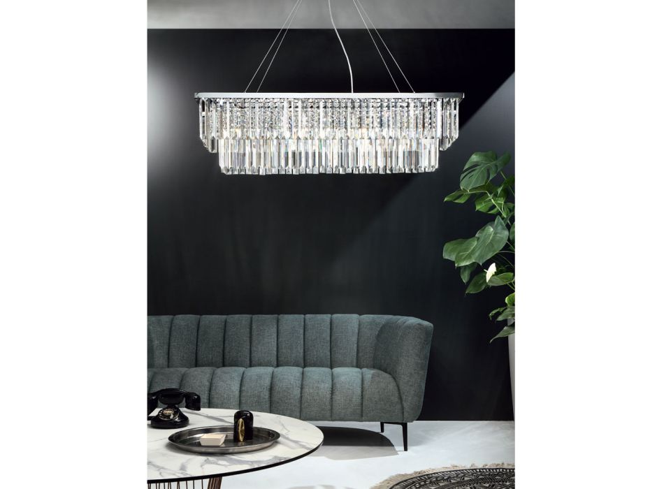 Classic Suspended Chandelier Metal and Luxury Cut Crystal - Mirielle Viadurini