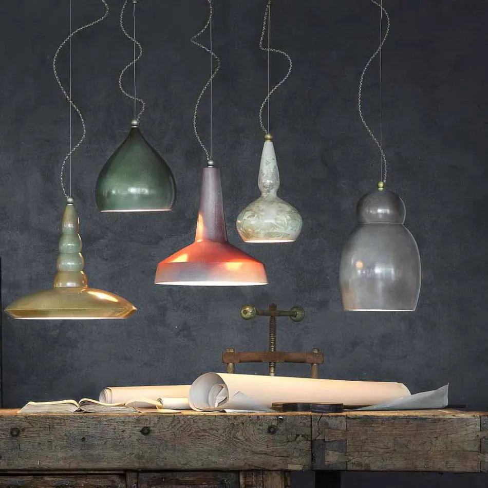 Chandelier suspended in retro style ceramic Ferroluce Viadurini