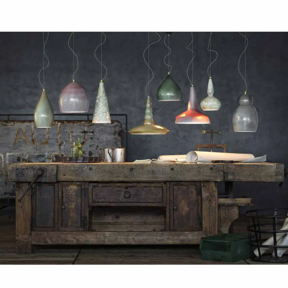 Chandelier suspended in retro style ceramic Ferroluce Viadurini