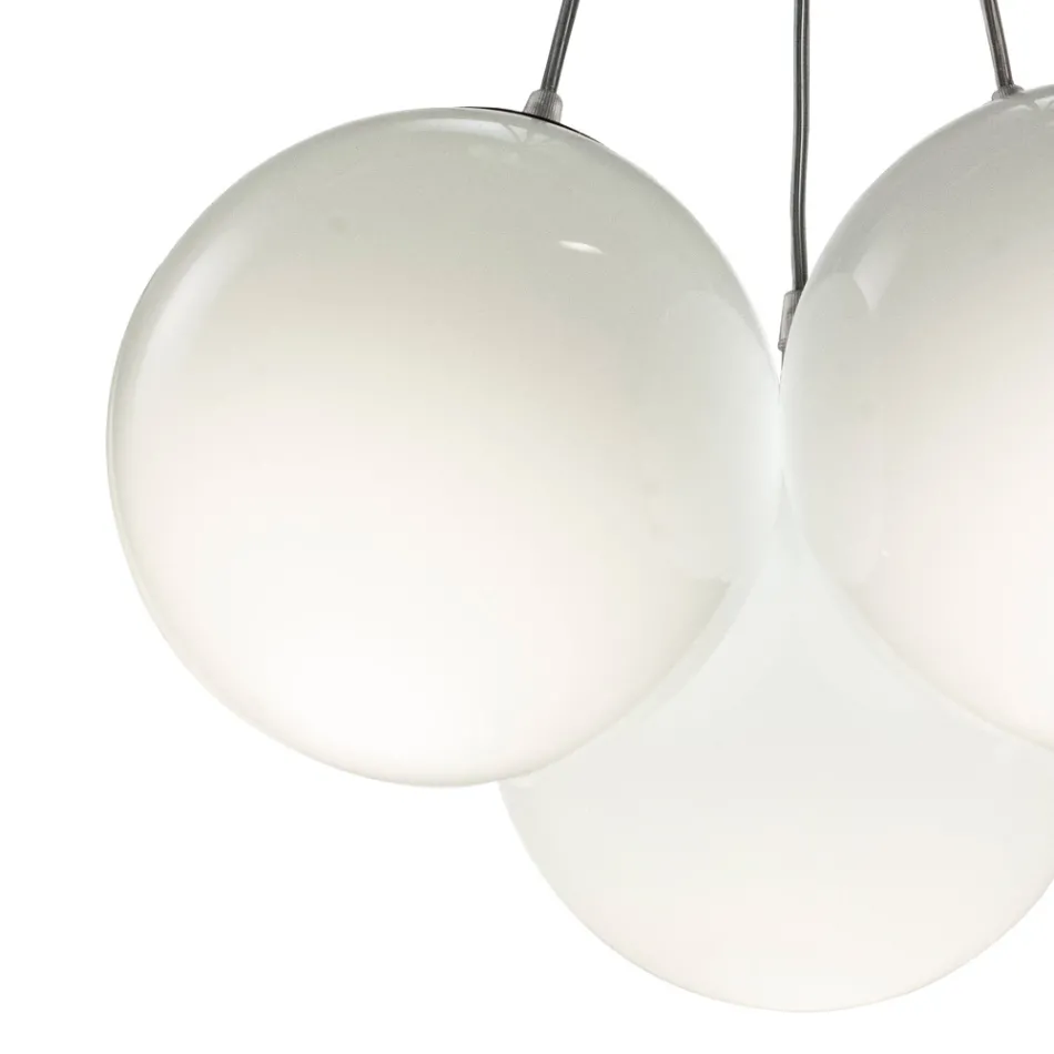 Three-Light Suspended Chandelier in Cased Glass Made in Italy - Althea Viadurini