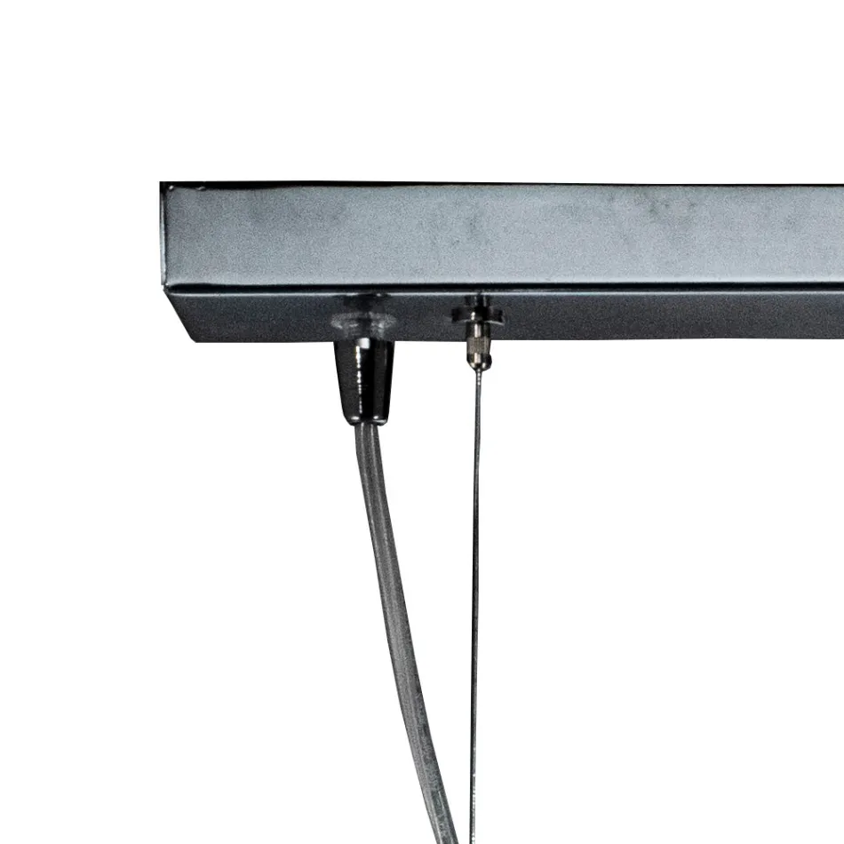 Three-Light Linear Bar Chandelier in Venetian Glass Made in Italy - Elisia Viadurini