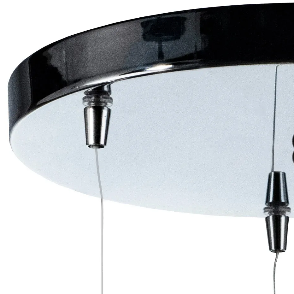 Three-Light Chandelier on a Round Base in Cased Glass Made in Italy - Iride Viadurini