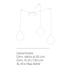 Three-Light Small Chandelier in Hand-Blown Glass Made in Italy - Iride Viadurini