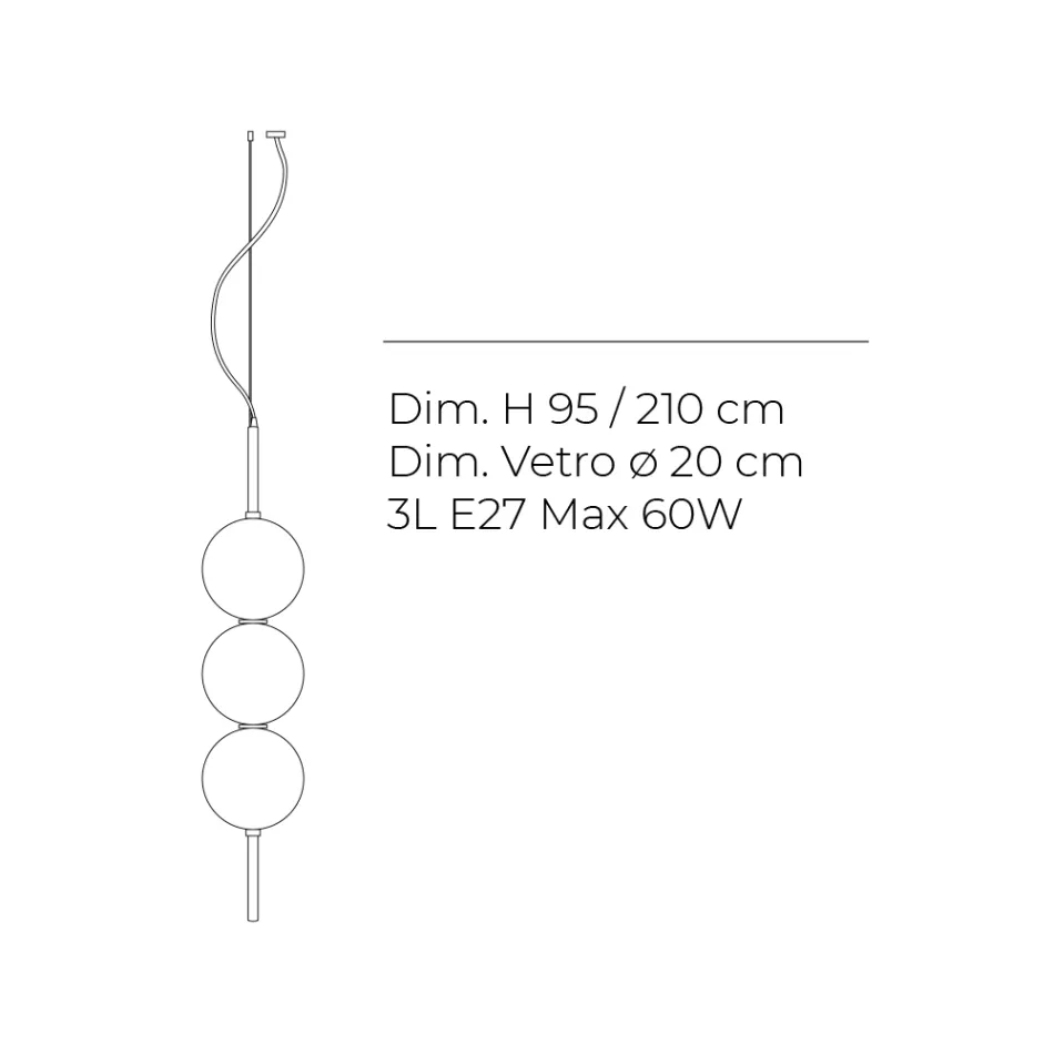 Lumira - Three-Light Vertical Chandelier in Cased Glass Made in Italy Viadurini
