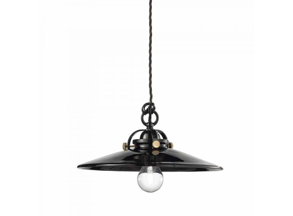 Industrial vintage chandelier in glossy ceramic Gloria Ferroluce Viadurini
