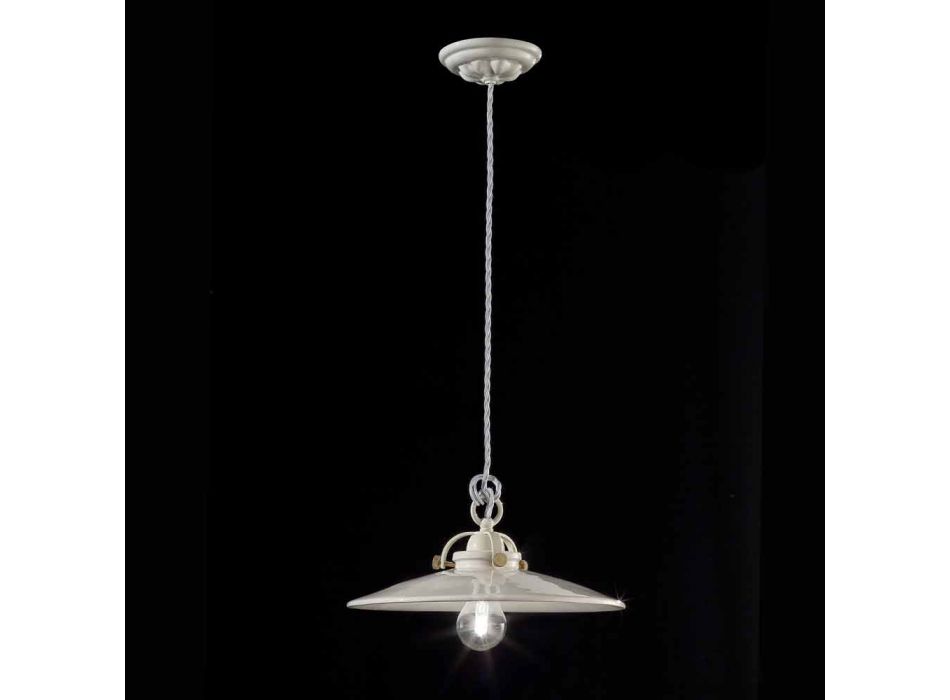 Industrial vintage chandelier in glossy ceramic Gloria Ferroluce Viadurini