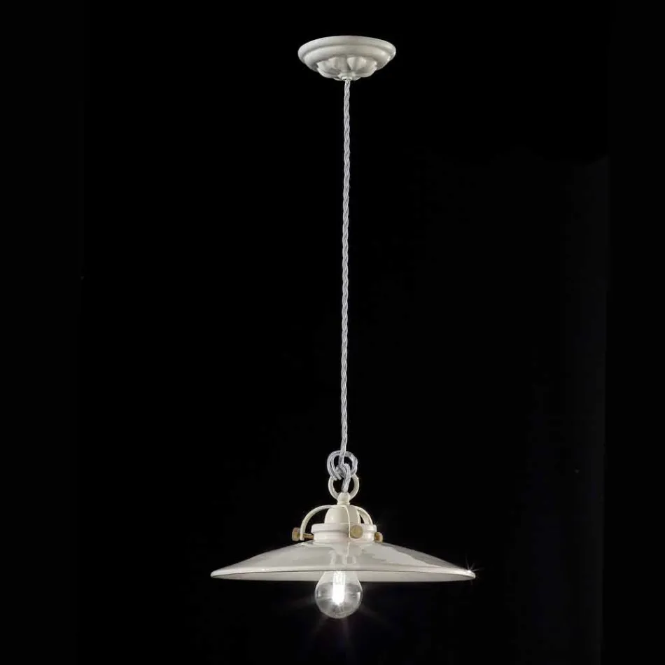 Industrial vintage chandelier in glossy ceramic Gloria Ferroluce Viadurini