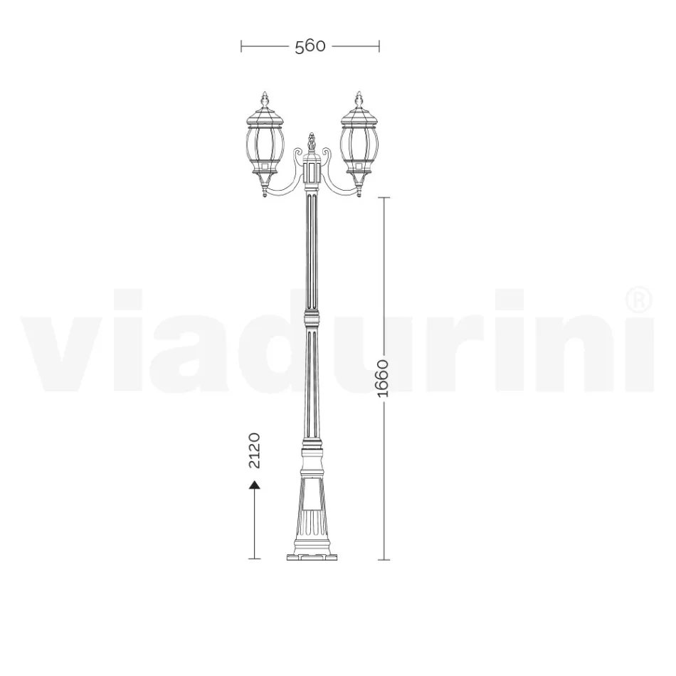 Lamppost 2 Lights Vintage Style in White Aluminum Made in Italy - Dodo Viadurini