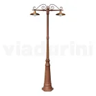 Lamp Post 2 Lights Vintage Style in Aluminum and Brass Made in Italy - Adela Viadurini