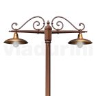 Lamp Post 2 Lights Vintage Style in Aluminum and Brass Made in Italy - Adela Viadurini