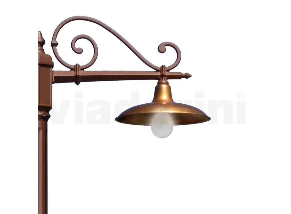 Lamp Post 2 Lights Vintage Style in Aluminum and Brass Made in Italy - Adela Viadurini