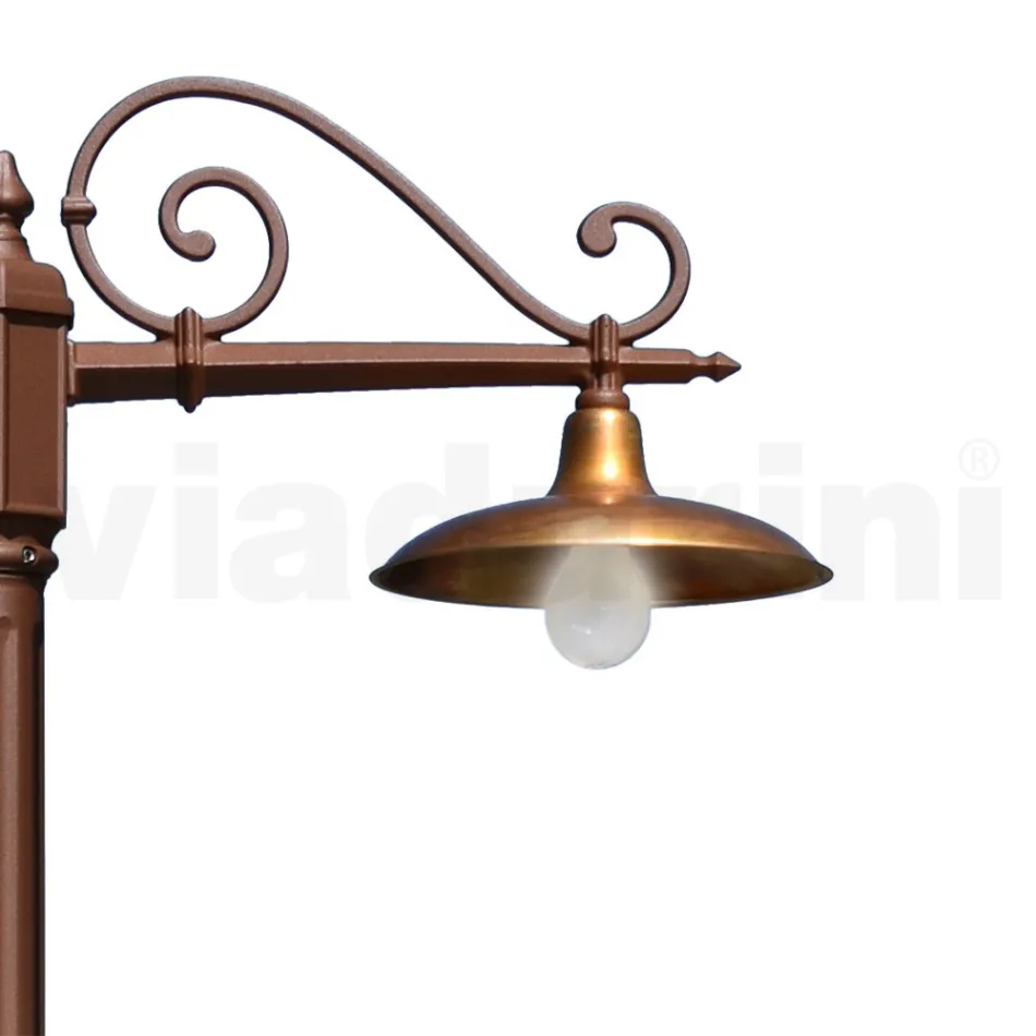 Lamp Post 2 Lights Vintage Style in Aluminum and Brass Made in Italy - Adela Viadurini