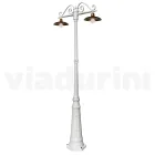 Lamp Post 2 Lights Vintage Style in Aluminum and Brass Made in Italy - Adela Viadurini