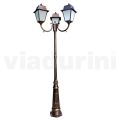 Lamppost 3 Lights Vintage Style in Aluminum and Glass Made in Italy - Doroty