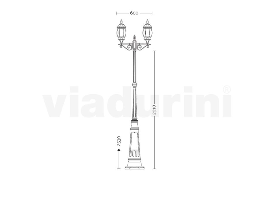 Lamppost 2 Lights Vintage Style in White Aluminum Made in Italy - Dodo Viadurini