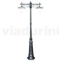Lamppost 2 Lights Vintage Style in Gray Aluminum Made in Italy - Belen