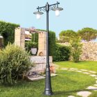 Lamppost 2 Lights Vintage Style in Gray Aluminum Made in Italy - Belen Viadurini
