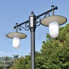 Lamppost 2 Lights Vintage Style in Gray Aluminum Made in Italy - Belen Viadurini