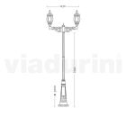 Lamppost 2 Lights Vintage Style in Aluminum Made in Italy - Leona Viadurini