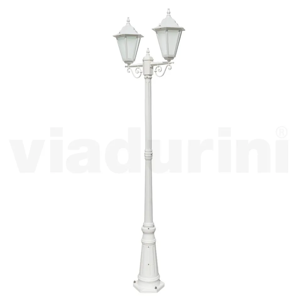 Vintage 2-Light Lamp in White Aluminum Made in Italy - Terella Viadurini