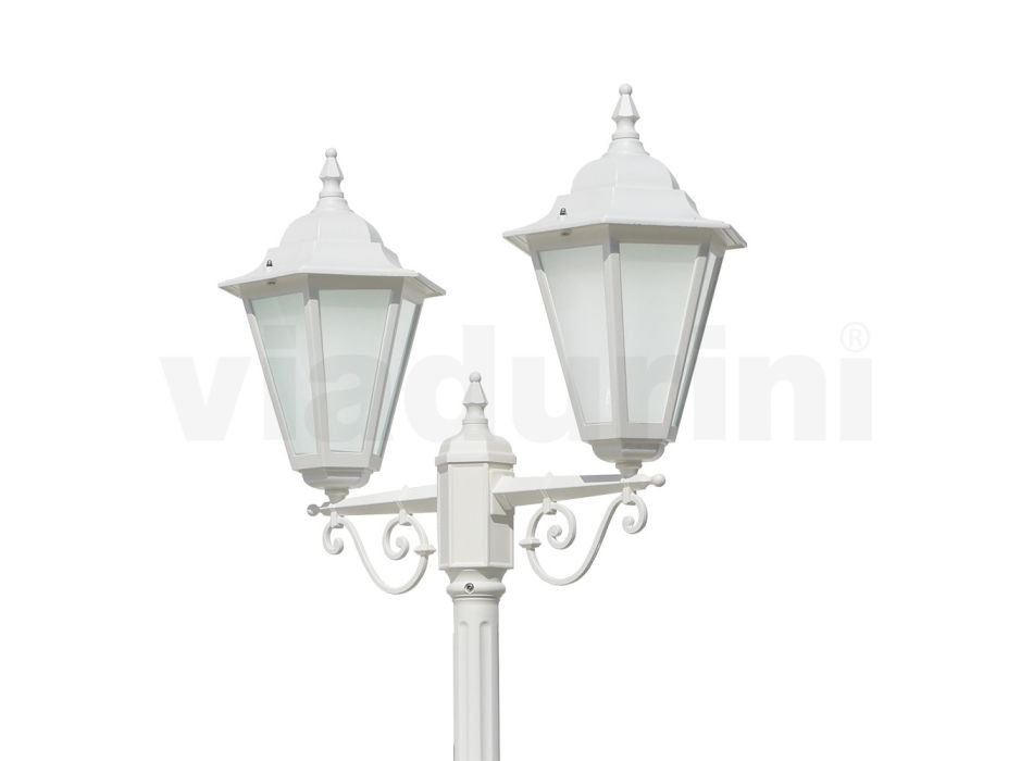 Vintage 2-Light Lamp in White Aluminum Made in Italy - Terella Viadurini