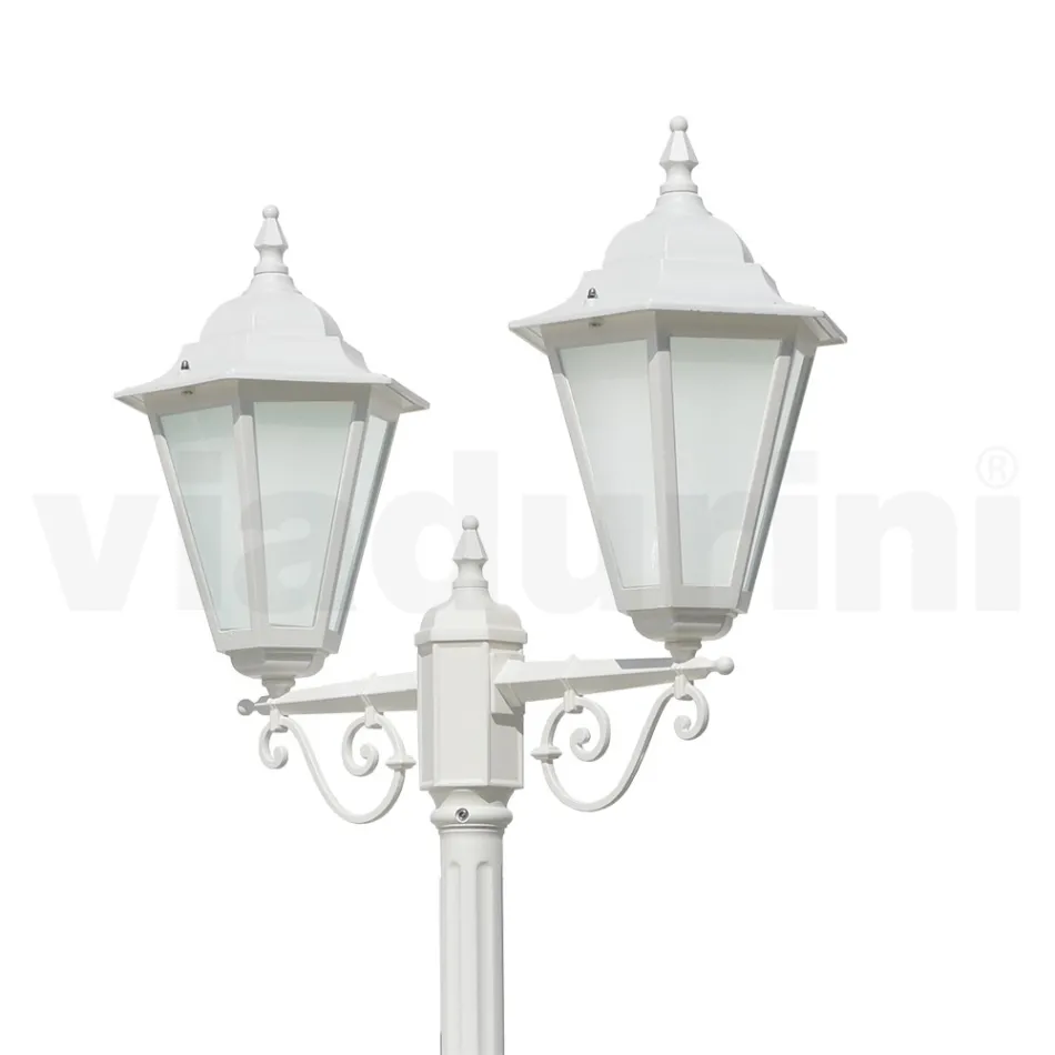 Vintage 2-Light Lamp in White Aluminum Made in Italy - Terella Viadurini