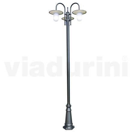 Lamppost 3 Lights Vintage Style in Gray Aluminum Made in Italy - Belen Viadurini