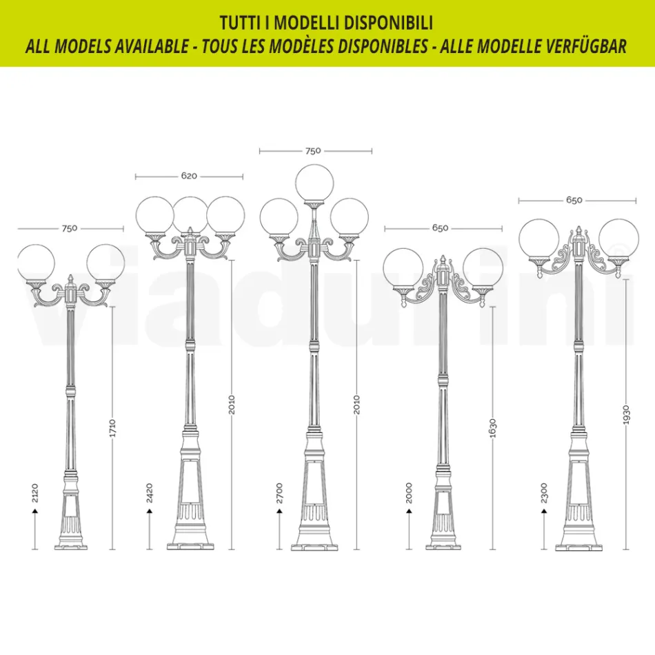 145 cm tall street lamp in white acrylic and aluminum made in Italy - Trovabianco Viadurini
