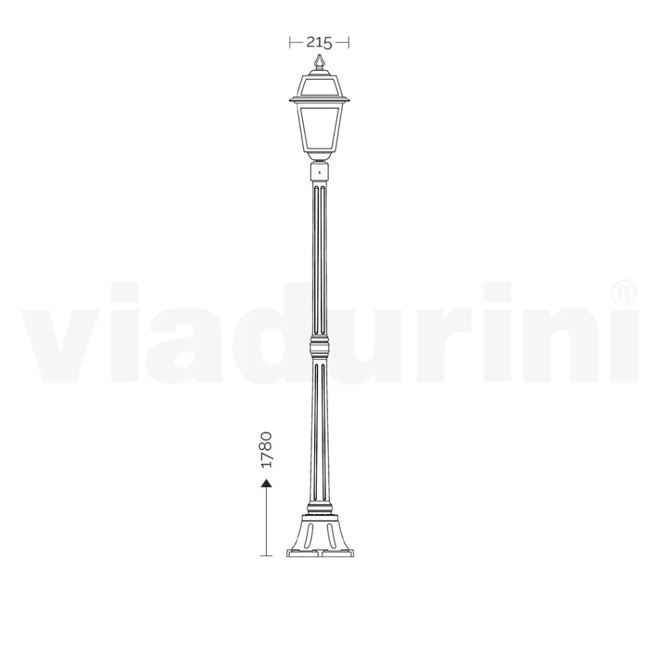 178 cm high garden lamp in Anthracite Aluminum and Sandblasted Glass - Elric Viadurini