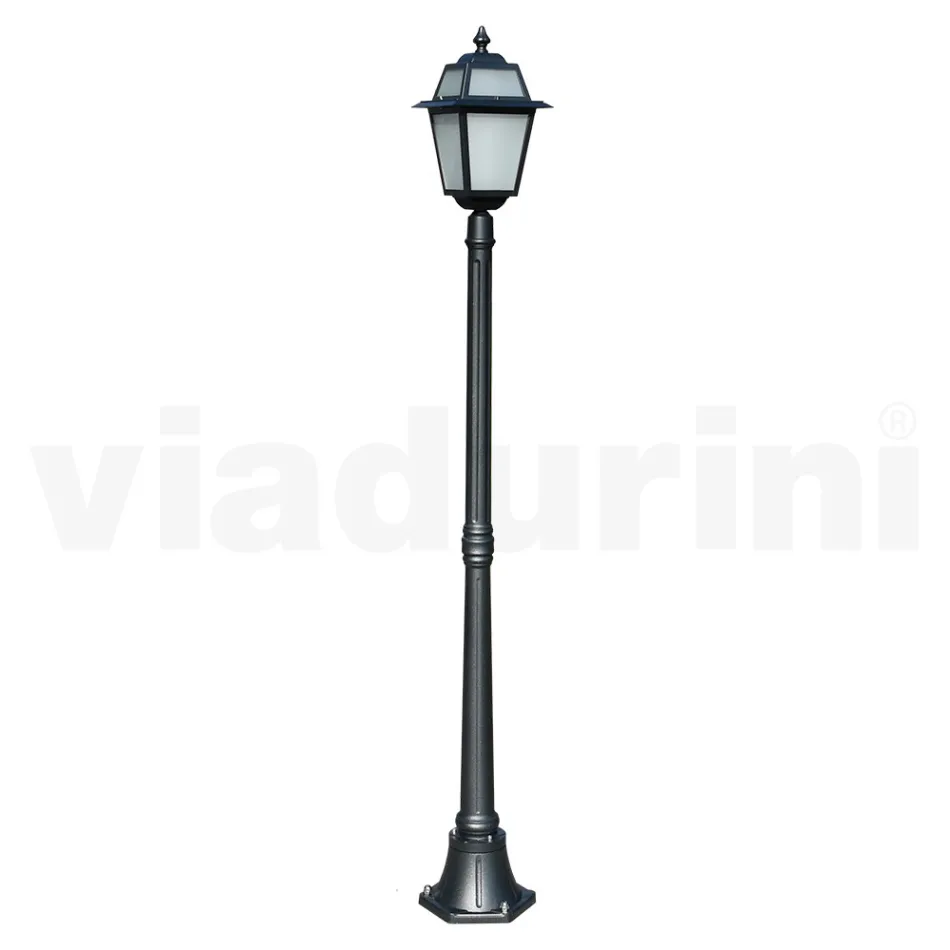 Garden lamppost 178 cm high in Anthracite Aluminum and Sandblasted Glass - Elric Viadurini