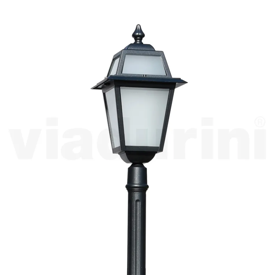 214 cm tall garden lamp in Anthracite Aluminum and Sandblasted Glass - Elric Viadurini