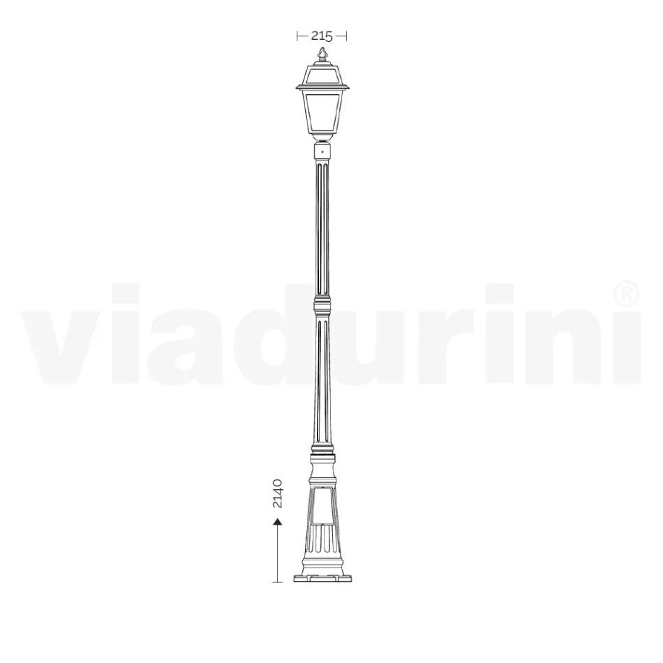 214 cm tall garden lamp in Anthracite Aluminum and Sandblasted Glass - Elric Viadurini