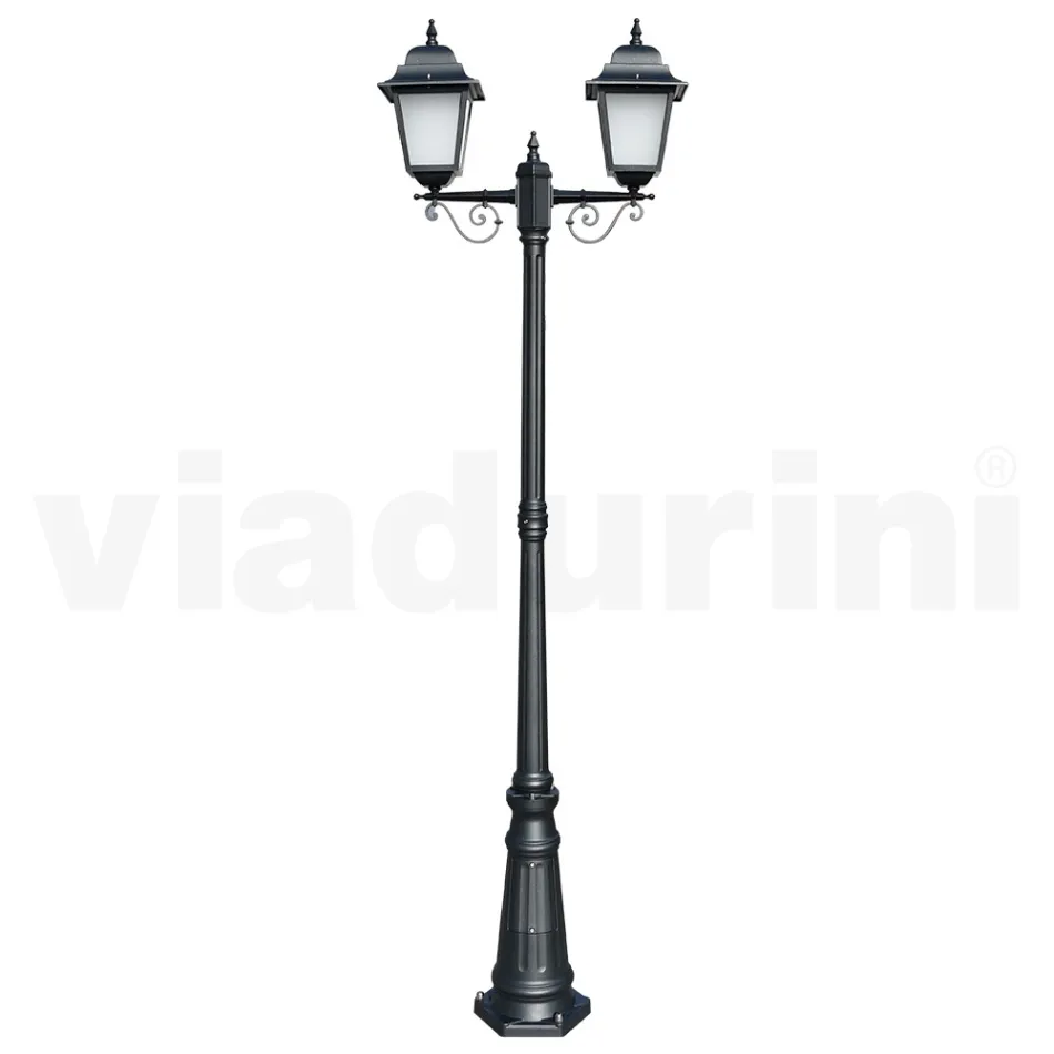 219 cm tall street lamp in Anthracite Glass and Aluminum Made in Italy - Scintilla Viadurini