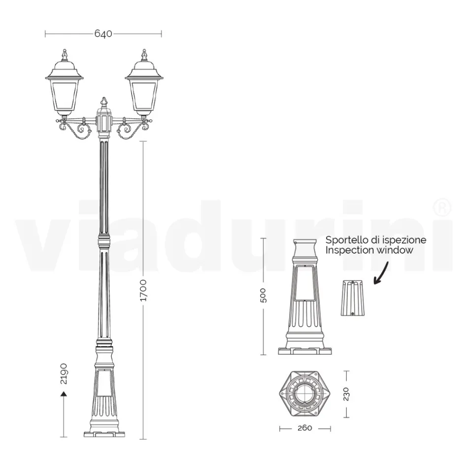 219 cm tall street lamp in Anthracite Glass and Aluminum Made in Italy - Scintilla Viadurini