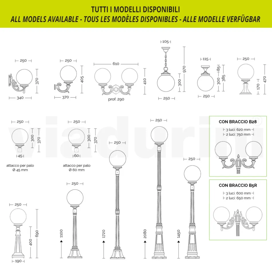 230 cm high street lamp in white acrylic and aluminum made in Italy - Trovabianco Viadurini