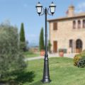 Garden lamppost 238 cm high in Anthracite Aluminum and Sandblasted Glass - Elric