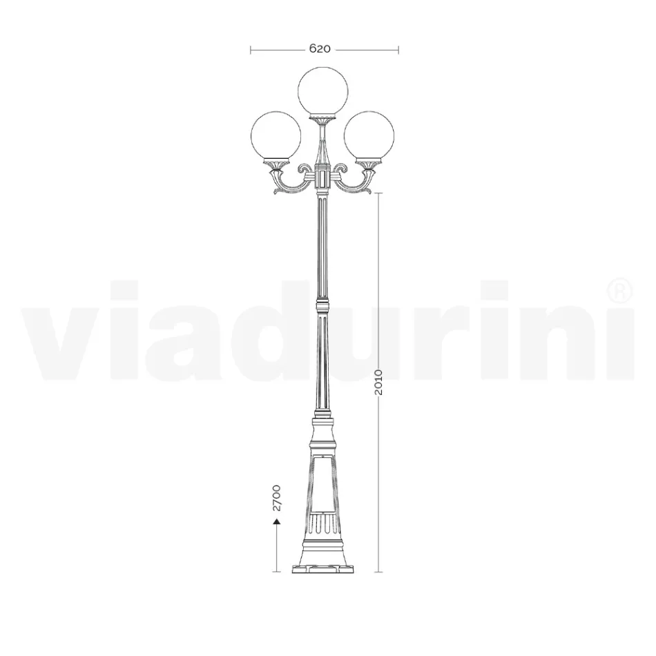 270 cm high street lamp in Acrylic and Anthracite Aluminum Made in Italy - Trovaantracite Viadurini