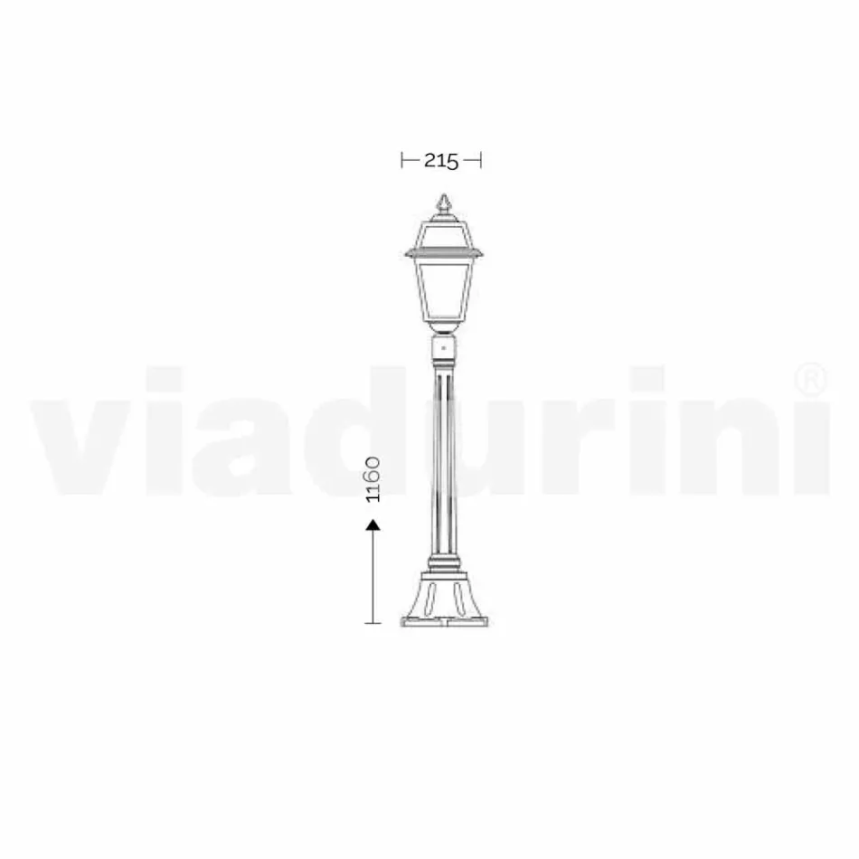 Low streetlight for outdoor in aluminum produced in Italy, Kristel Viadurini