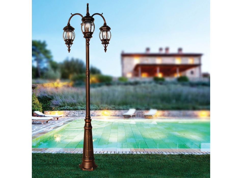 Outdoor Lamp 3 Lights in Aluminum Vintage Style Made in Italy - Leona Viadurini