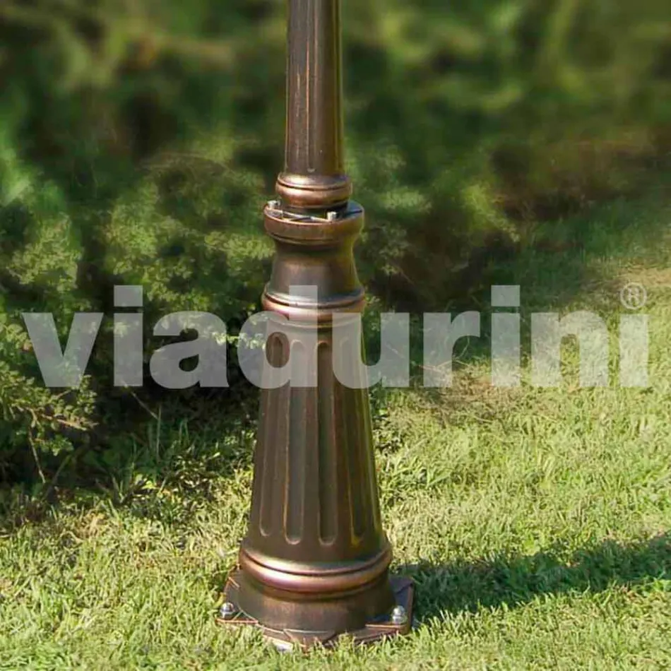 Two-light aluminum street lamp made in Italy, Anika Viadurini