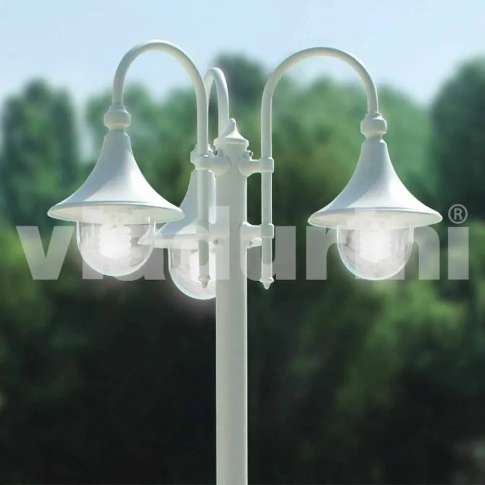 Outdoor lamp with three lights in white aluminum made Italy, Anusca Viadurini