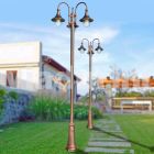 Outdoor three-light aluminum street lamp made in Italy, Anusca Viadurini