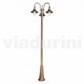 Outdoor three-lights lamppost in aluminum, made in Italy, Anusca