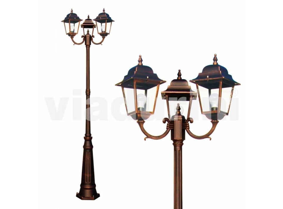 Classic three-light outdoor lamp made in Italy, Aquilina Viadurini