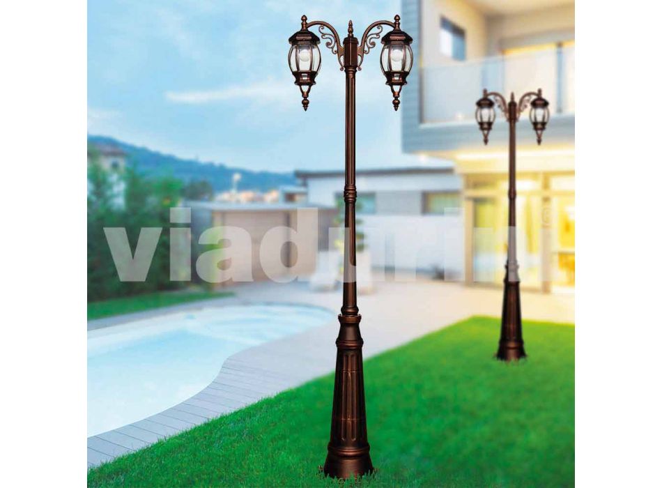Classic outdoor lamp post in die-cast aluminum made in Italy, Anika Viadurini