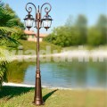Garden three-lights lamppost made with aluminum, made in Italy,Kristel