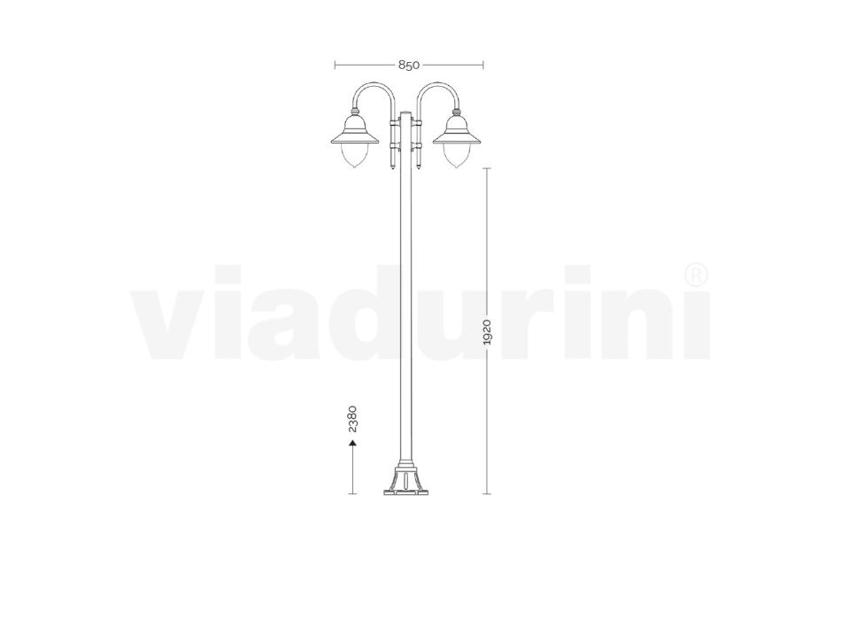 Vintage Garden Lamp 2 Lights in Aluminum Made in Italy - Cassandra Viadurini
