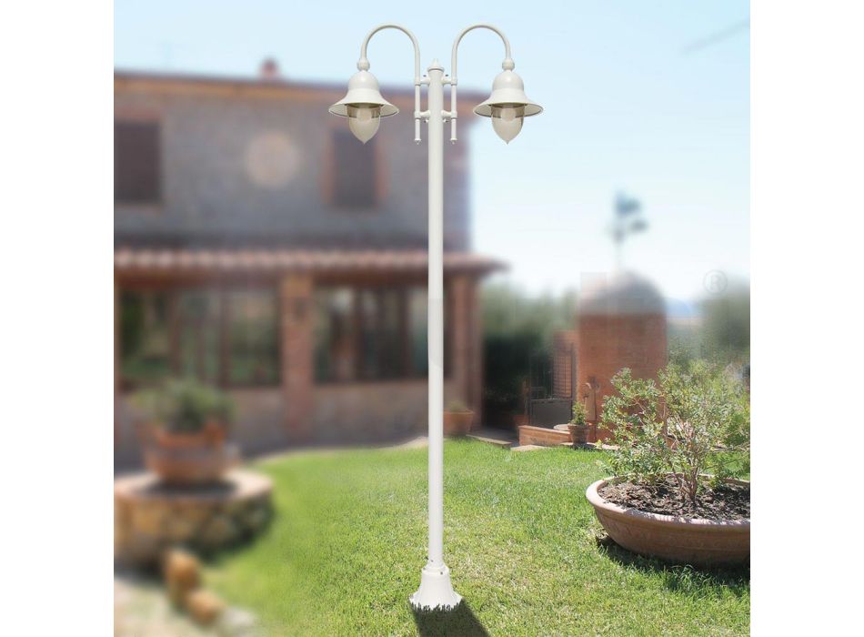 Vintage Garden Lamp 2 Lights in Aluminum Made in Italy - Cassandra Viadurini