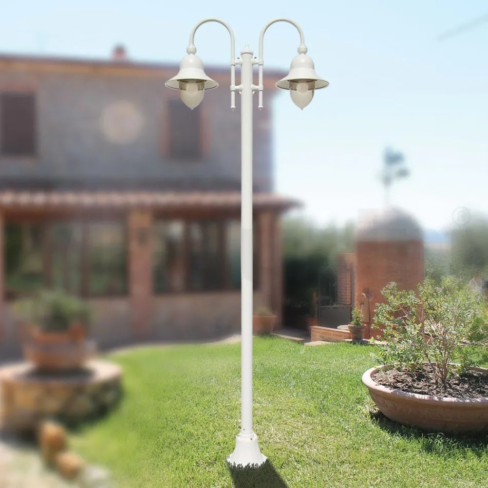Vintage Garden Lamp 2 Lights in Aluminum Made in Italy - Cassandra Viadurini