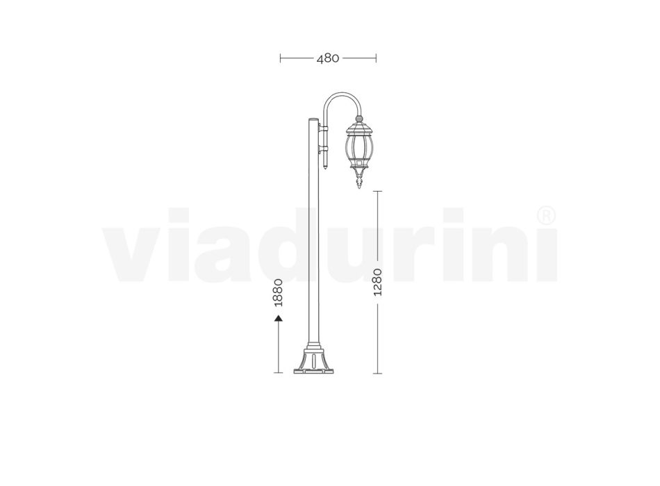 Vintage Garden Lamp in Anthracite Aluminum Made in Italy - Empire Viadurini